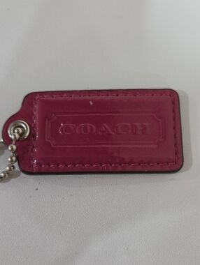 COACH Hot Pink Patent Leather Hang Tag with Ball Chain